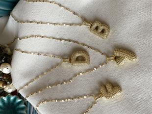 Çelik Taşlı Bombeli Harf Kolye