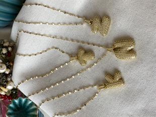 Çelik Taşlı Bombeli Harf Kolye