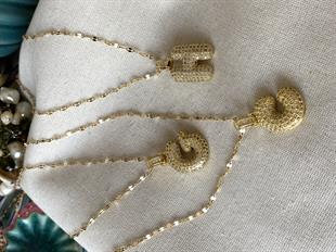 Çelik Taşlı Bombeli Harf Kolye