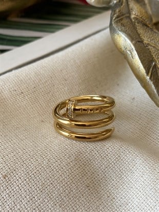 Çelik Taşlı Çivi Yüzük