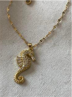 Çelik Taşlı Denizatı Kolye