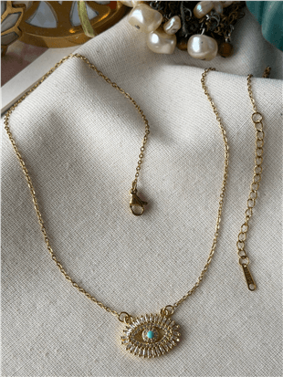 Çelik Taşlı Göz Kolye