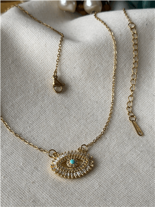 Çelik Taşlı Göz Kolye