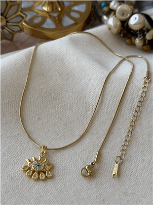 Çelik Taşlı Göz Tasarım Kolye