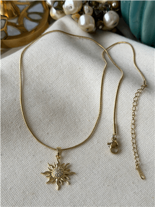 Çelik Taşlı Güneş Kolye