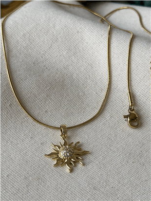 Çelik Taşlı Güneş Kolye