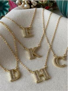 Çelik Taşlı Harf Kolye