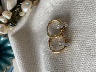 Çelik Taşlı Silindirli Halka Küpe