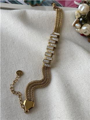 Çelik Taşlı Tasarım Hasır Bileklik