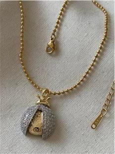 Çelik Taşlı Uğurböceği Kolye