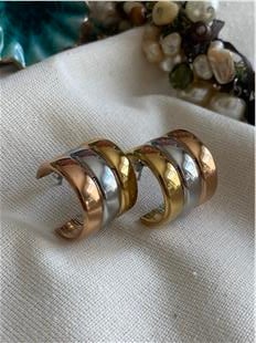 Çelik Tricolor Triline Küpe