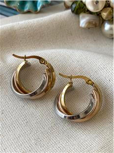 Çelik Tricolor Trinity Küpe