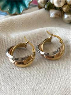 Çelik Tricolor Trinity Küpe