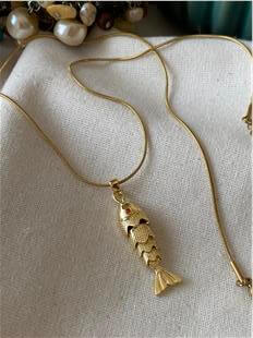 Çelik Turuncu Gözlü Tombik Balık Kolye