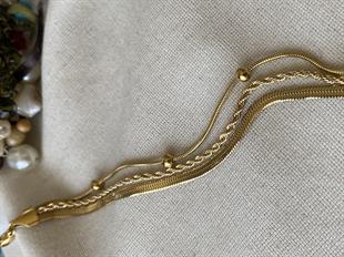 Çelik Üç Model Zincir Bileklik