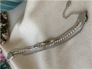 Çelik Üç Zincirli Taşlı Bileklik