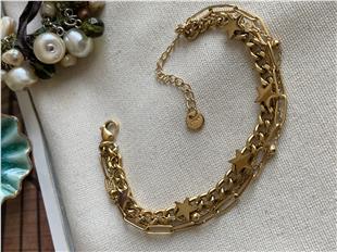 Çelik Üç Zincirli Yıldız Bileklik