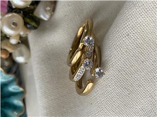 Çelik Üçlü Ayrık Model Tektaş Yüzük