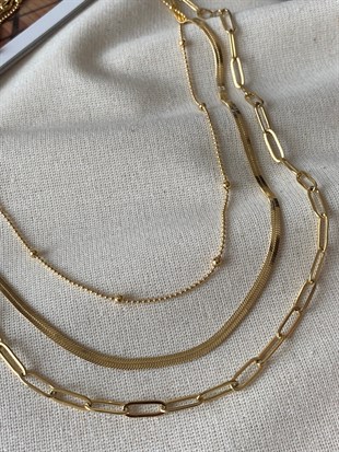 Çelik Üçlü Dorikalı Ataç Kolye