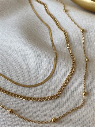 Çelik Üçlü Miele Kolye