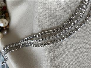 Çelik Üçlü Silver Figaro Bileklik