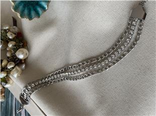 Çelik Üçlü Silver Figaro Bileklik