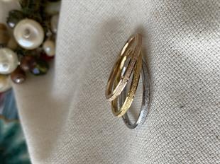 Çelik Üçlü Tricolor Desenli Yüzük