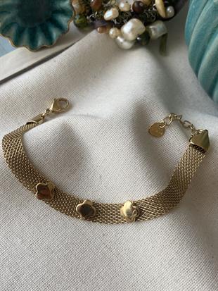 Çelik Üçlü Yonca Hasır Bileklik