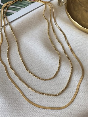 Çelik Üçlü Zincir Kolye