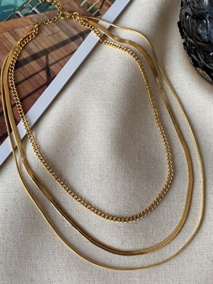 Çelik Üçlü Zincir Kolye