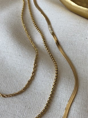 Çelik Üçlü Zincir Kolye