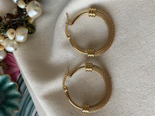 Çelik Yarım Hasırlı Halka Küpe