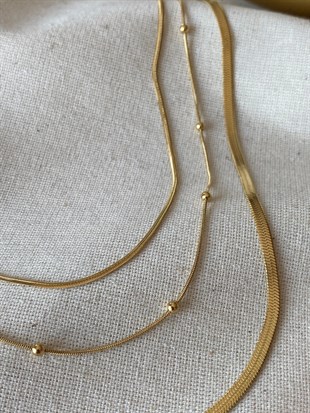 Çelik Yassılı Dory Üçlü Kolye