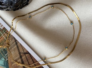 Çelik Yassılı Nazar Kolye