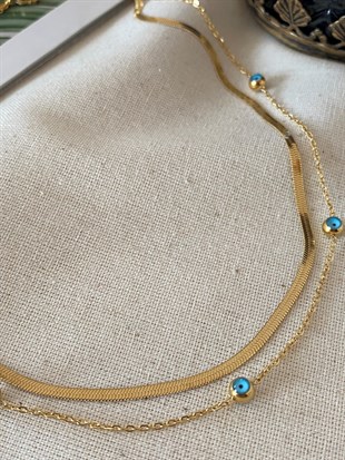 Çelik Yassılı Nazar Kolye