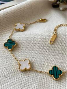 Çelik Yeşil Beyaz Cleef Bileklik