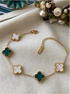 Çelik Yeşil Beyaz Cleef Bileklik