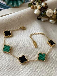 Çelik Yeşil Siyah Cleef Bileklik