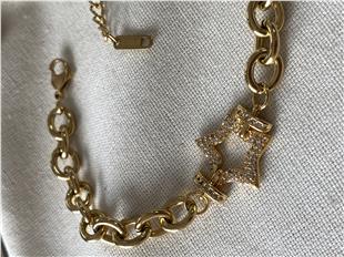 Çelik Yıldız Detaylı Zincir Bileklik