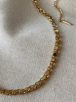 Çelik Yıldız Geçmeli Kolye