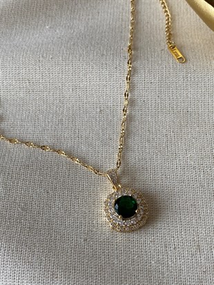 Çelik Zümrüt Kolye