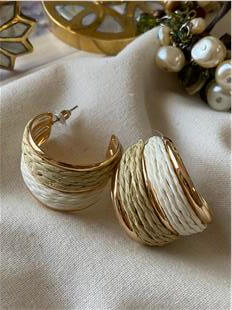 Çift Renk Bombe Hasır Küpe