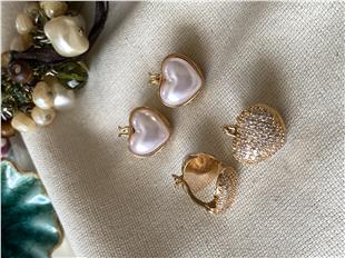 Özel Seri Çift Taraflı Bombe Kalp Küpe