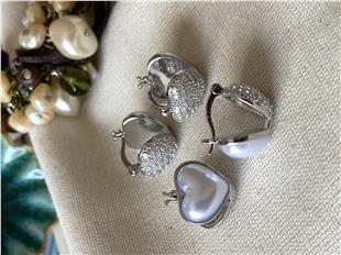 Özel Seri Çift Taraflı Bombe Kalp Küpe