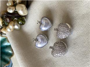 Özel Seri Çift Taraflı Bombe Kalp Küpe