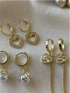 Çoklu 14K İnci Sallantılı Küpe Seti