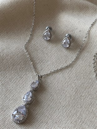 Damla Zirkon Kolye Set 