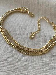 Dörtlü 14K Suyolu Detaylı Ezme Bileklik