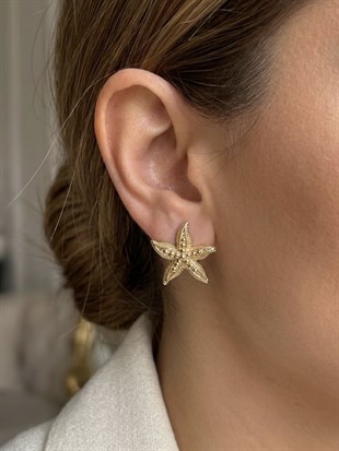 Gold Deniz Yıldızı Küpe