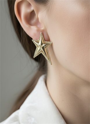 Gold Kuyruklu Yıldız Küpe